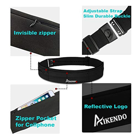 Image of Slim Running Belt Fanny Pack Phone Holder,Fitness Workout Waist Pouch Bag for Exercise Gym Walking,Travel Money Jogging Pocket Belt Runners Gift Accessories Gear for iPhone 11 8 7 Plus XS XR (Black)