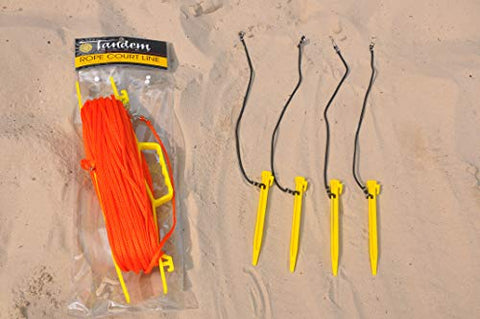 Image of Tandem Nylon Sport Rope Volleyball Court Lines, Orange, 1/4 inch rope