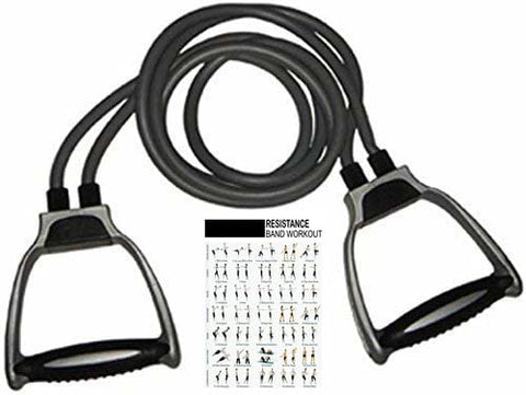 Image of DAZIBAO ® Double Toning Resistance Tube Heavy Quality Pull Rope Elastic Rubber Exercise Band with Heavy Quality Grip D Shaped Handles and Workout Chart for Stretching, Workout, Home Gym (Black)