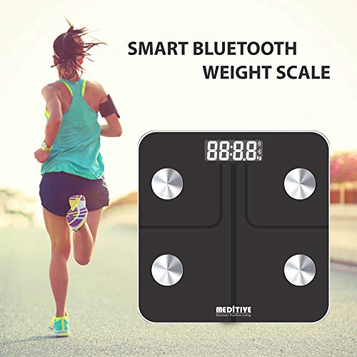 MEDITIVE Bluetooth Digital BMI Weight Scale with Body Fat Analyzer and Fitness Body Composition Monitor, with Mobile App