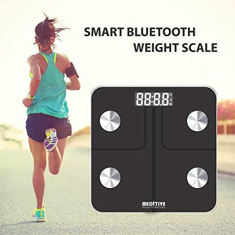 Image of MEDITIVE Bluetooth Digital BMI Weight Scale with Body Fat Analyzer and Fitness Body Composition Monitor, with Mobile App