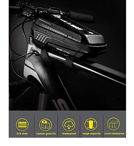 Image of Proberos ® Mountain Top Tube Bike Frame Waterproof Bag, Black, Eva