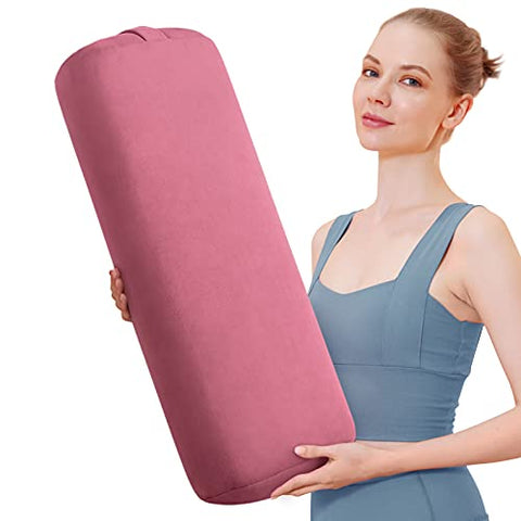 Image of Trideer Yoga Bolster Pillow | Combo Set of Yoga Strap & Rectangular Meditation Pillow, Soft Velvet & Optimal Support, 800g Light Weight with Carry Handle