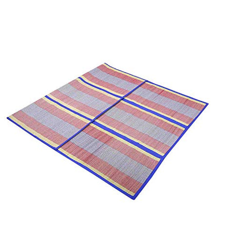 Image of MONTISA® Chatai Mat, Madur Mat, Madurkathi Mat/Korai Mat/Rivergrass Mat/Seagrass Mat Portable Eco-Friendly 4 Fold Handmade Organic Mat 6ft X 6.8ft, (T3-45)
