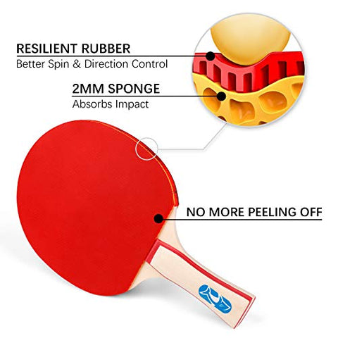 Image of XGEAR Ping Pong Paddle Set ;Complete Table Tennis Set ; Table Tennis Racket Set,4 Paddles, 8 Balls, Portable Storage Case, Optimize Spin and Control, for Indoor Outdoor Play
