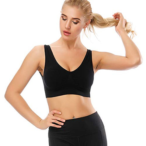 Image of TOBWIZU Sports Bras for Women,Seamless Sleep Bra with Removable Pads Yoga Gym Activity Everyday Wear