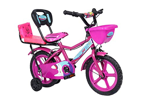 Image of Norman Jr TTT Double Seat Designed in Scandinavia EU Kids Bike Bicycle for Toddlers and Kids 14 Inch Fully Adjustable with Back Seat & Support for Boys and Girls Cycle for 2 to 5 Years - Pearl Pink