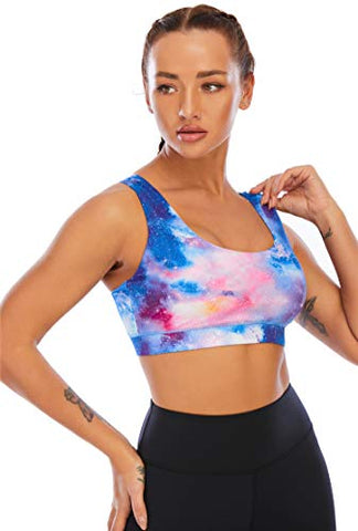 Image of Fancyskin Strappy Sports Bras for Women Cross Back Sexy Padded Yoga Bra Tops Cute Activewear Pink Slash XS