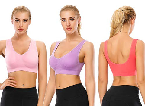 Image of TOBWIZU Sports Bras for Women,Seamless Sleep Bra with Removable Pads Yoga Gym Activity Everyday Wear