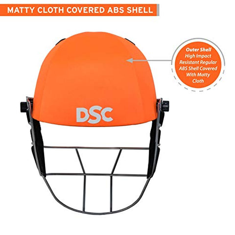Image of DSC DEFENDER Cricket Helmet for Men & Boys (Adjustable Steel Grill | Back Support Strap | Light Weight | size:Extra Small (Orange)
