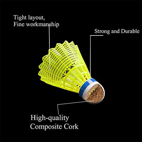 Image of Senston Nylon Badminton Shuttlecocks Sports Birdies Shuttlecock 12PCS for Outdoor Indoor Sports Activities - Yellow
