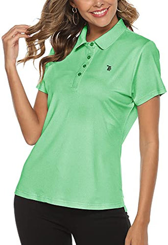 Image of Women Golf Shirt Polo Shirt Short Sleeve Moisture Wicking T-Shirt Sport Top Wheat Green XS