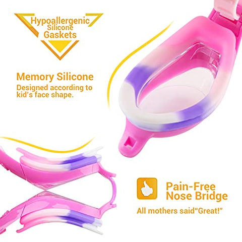 Image of Elimoons Kids Swim Goggles, Pack of 2, Swimming Glasses for Children and Early Teens from 3 to 15 Years Old, Clear Vision, Anti-Fog, Waterproof, UV Protection