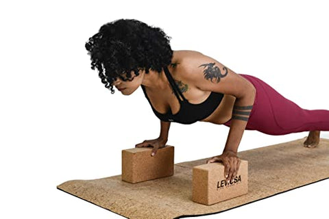 Image of LEVIOSA Cork Yoga Block, 9 x 5 x 3 Inch , Brown