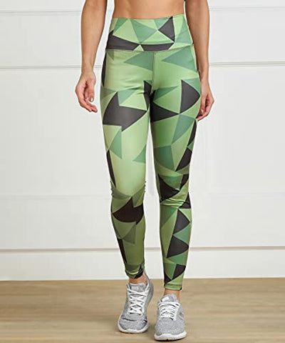 Image of Rock Paper Scissors Premium Gym wear/Active Wear Tights Strechable Leggings Yoga Pants Gym Tight Geometric Green