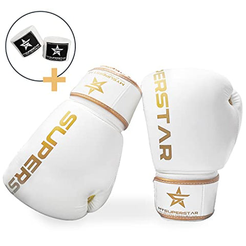 Image of MYSUPERSTARBOXING Pro Boxing Fighting Bag Gloves for Training Sparring Mitts Muay Thai MMA UFC Kickboxing handwraps,Gift for Gym School Class,Punching Bag Gloves Gift for Man Women Kids