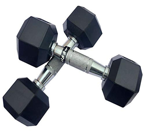 Image of Liffo® Rubber Coated Hex Dumbbells Solid Steel Pure Black Rubber 2Kg,2.5Kg,3Kg,4Kg,5Kg ((2.5 KG x 2 PCS = 5 KG))