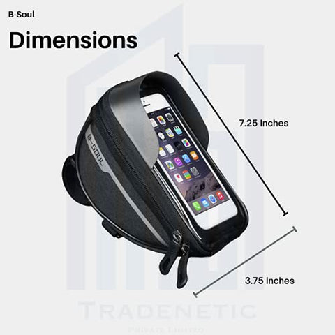 Image of B-Soul Waterproof Cycle Frame Bag with Touch Screen Bicycle Pouch Mobile Holder for All Phones Under 6.8 Inches (Black)