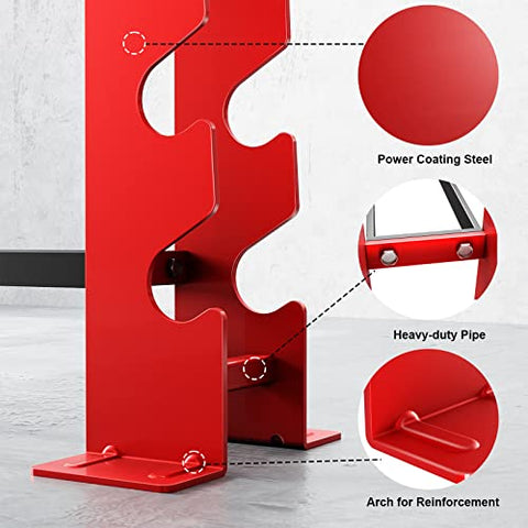 Image of FISUP Weight Rack for Dumbbells, Dumbbell Rack Stand Only 450LBS Capacity Weight Rack for Home Gym Strength Training Dumbbell Racks Red and Black 5 Tier