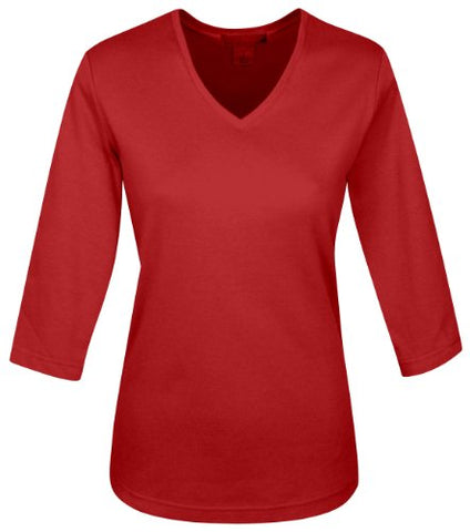 Image of Tri-Mountain 131 Women's V-Neck Mystique Fitted Knit Shirt Red XS