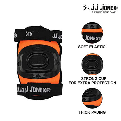 Image of Jonex Velcro Straps Protection Kit for Skating, Cycling, Running Blue for Kids, Boys, Girls, Men & Women @ Kin Store (Medium, Orange)