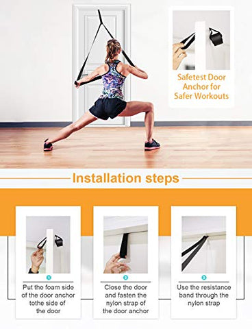 Image of YISSVIC Resistance Band for Workout 35-85LBS Pull Up Band with Door Anchor Carry Pouch for Men Women Exercise Heavy Weight - Black, 2080x32x4.5mm