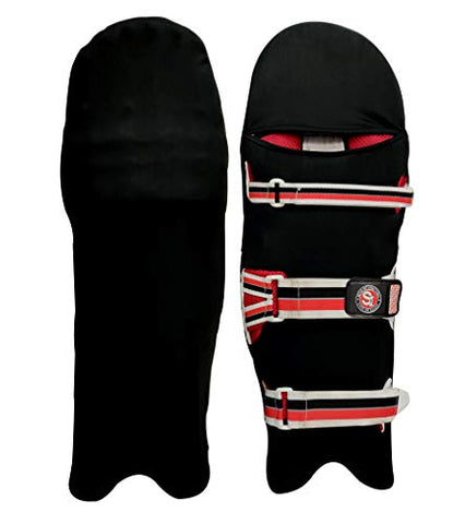 Image of Setia International Elasticized-fabric Spandex Cricket Leg Guard/Pad Coloured Skin Cover (Black)