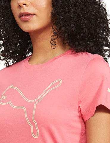 Image of Puma Women's Graphic Regular T-Shirt (84789603_Sun Kissed Coral_L)
