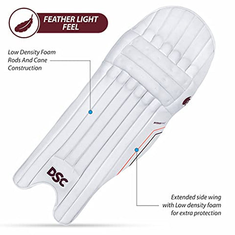 Image of DSC 1500387 Leather Intense Rage Cricket Batting Legguard Men's Right - White, red