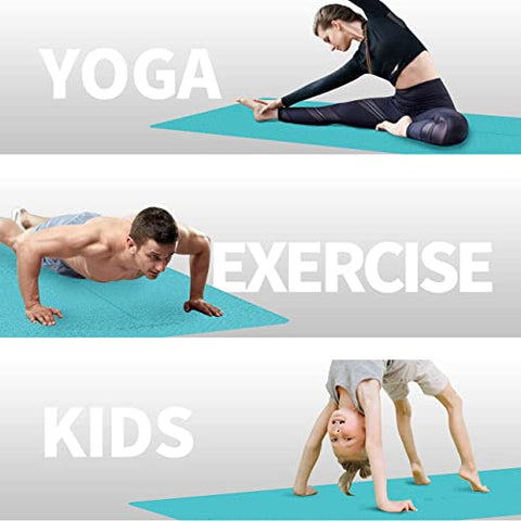 Image of PROIRON TPE Yoga Mat 1830×660×6 mm(Cyan/Brown), Yoga Mat Extra Wide, Non Slip Large Exercise Mat Pilates Mat with Carry Strap for Fitness Home Gym TPE Eco Friendly Yoga Mat