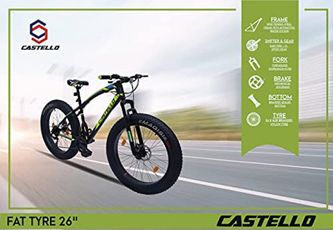 Image of Love Freedom Jaguar Fat 26 Inches Wheel Size With 18 Inches Steel Frame Bicycle with Dual Disc Breaks 21 Gears For Men(Green)