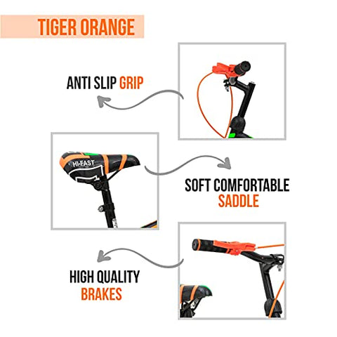 Image of HI-FAST Boys & Girls FIGHTER-16T-Semi-Assembled BMX Bike Cycle with Training Wheels for 5 to 8 Years, 16 inch, Orange