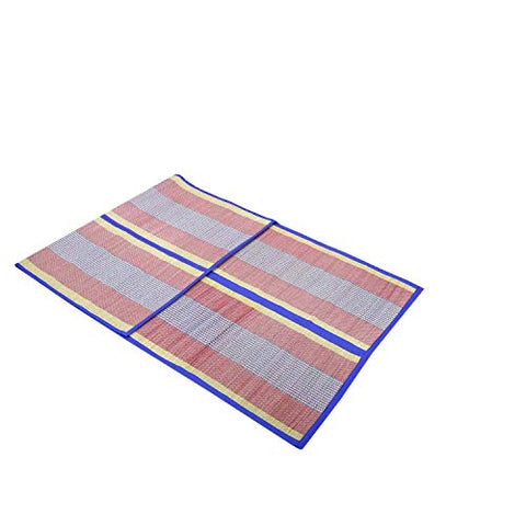 Image of MONTISA® Chatai Mat, Madur Mat, Madurkathi Mat/Korai Mat/Rivergrass Mat/Seagrass Mat Portable Eco-Friendly 4 Fold Handmade Organic Mat 6ft X 6.8ft, (T3-45)