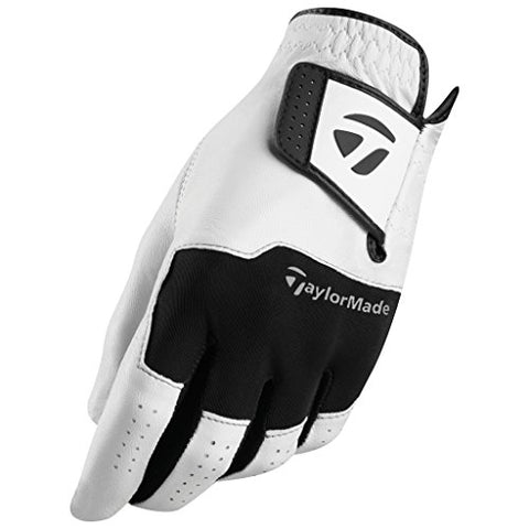 Image of TaylorMade Stratus All Leather Cadet Glove (White/Black, Right Hand, Large), White/Black(Large, Worn on Right Hand)