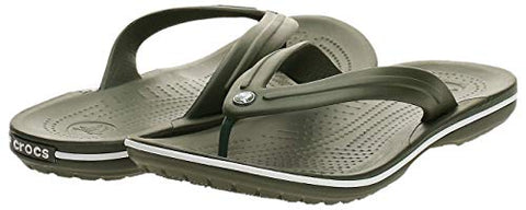 Image of crocs Boy's Army Green/White Flop-7 Men/ 9 Women M US (Crocband Flip)