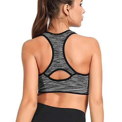 Image of TOBWIZU Women Racerback Sports Bras -Removable Padded Seamless Med Support for Yoga Gym Workout Fitness Activewear Bra