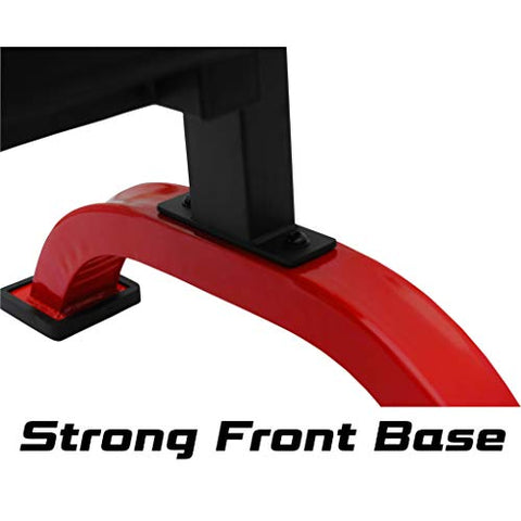 Image of Kobo EB-1011 Imported Steel Heavy Duty Exercise Flat Bench for Home Gym (Black, Red)