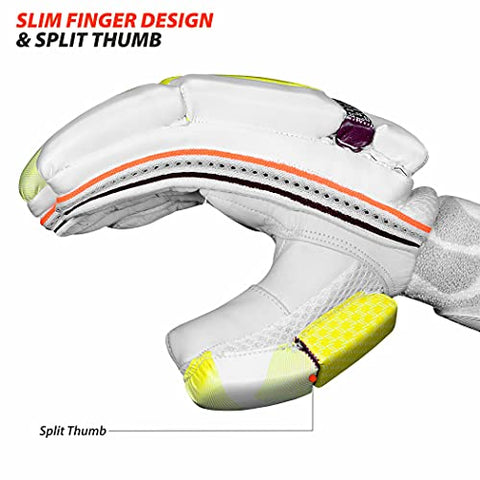 Image of DSC Intense Valor Leather Cricket Batting Gloves, Mens Right (White Turquoise)