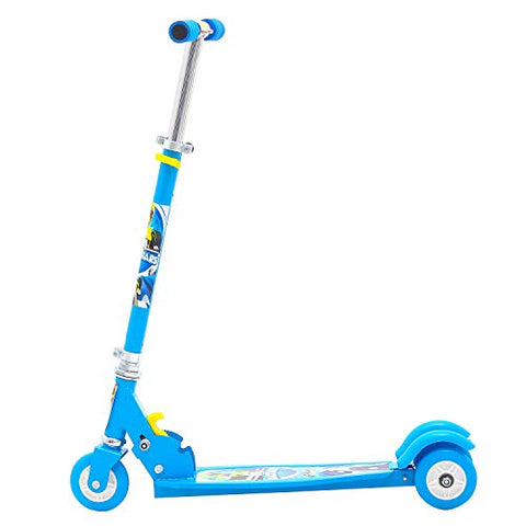Image of GoodLuck Baybee Skate Scooter for Kids 3 Wheel Lean to Steer 3 Adjustable Height with Suspension for Kids Boys & Girls- Blue