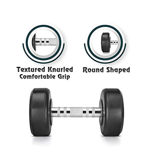 Image of BIONFIT Rubber Coated Professional | 7.5 Kg Round Dumbbells | Highly Durable Long Lasting | Helps to Improve Fitness Goals (Set of 2 , Black )