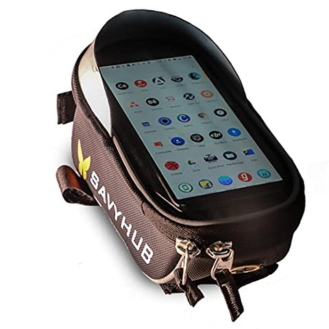 Image of SAVYHUB Bike Bicycle Front Frame/Tube Bag waterproof mobile phone holder with sensitive touch screen and waterproof premium material Suitable for all types of mobiles below 7.2 inch