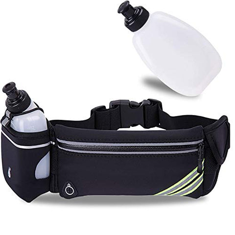 Image of Running Belt Waist Pack with Adjustable Strap&Water Bottle Holder, Slim Fanny Packs for Women,Waterproof Fanny Pack for Men,iPhone Running Holder Cell Phone Belt Pouch Bag for iPhone X/Samsung/LG/Gym