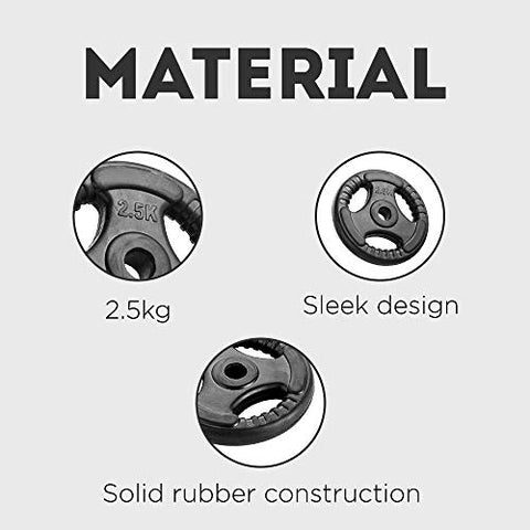 Image of FITNESS WORLD Steel Rubber Plates Pair for Home and Gym Fitness Workout - 30mm (2.5kg, Black)