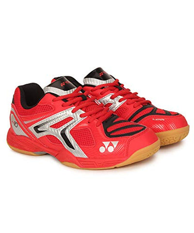 Image of YONEX AE 10 Non Marking Badminton Shoes, UK 7.5 (Bright Red/Silver)