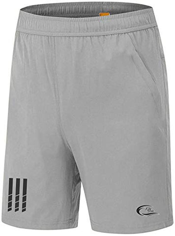 Image of CBlue Men's Outdoor Quick Dry Lightweight Sports Shorts Zipper Pockets (Medium, Light Grey)