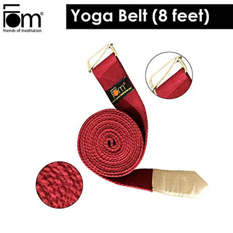 Image of Fom (Friends Of Meditation) Yoga Belt (8Ftx1.5€): Best For Daily Stretching, Yoga, Pilates, Physical Therapy, Fitness - Cotton, Maroon
