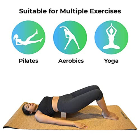 Image of LEVIOSA Cork Yoga Mat with Carry Strap (5mm, Brown)