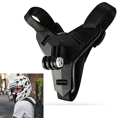 Image of Adofys Black Fixing Bracket Helmet Chin Mount Holder Integrated Helmet Belt Accessory Compatible with Yi, DJI Osmo GoPro Hero 8/7/6/5/4/3 & Other Action Camera
