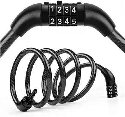 Image of Wavva Cycle Locks Anti-Theft Steel Strong Bike Lock Bicycle Helmet Lock with Password (Black)