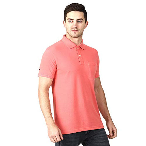 Image of Aspirer Cotton Rich Polo T Shirt Half Sleeve with Pocket Pink